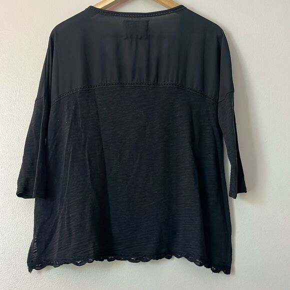Anthropologie Meadow Rue Tayrona Lace Front Top Boho Whimsigoth Fairy Black XS - Picture 3 of 8